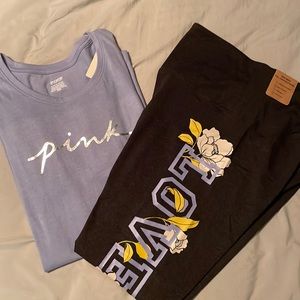 PINK t shirt size XL and leggings size L. New with tags.